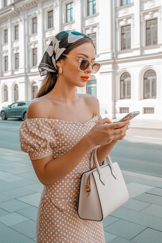 spring vacation outfits 2026 Retro Polka Dots for Elegant City Strolls
