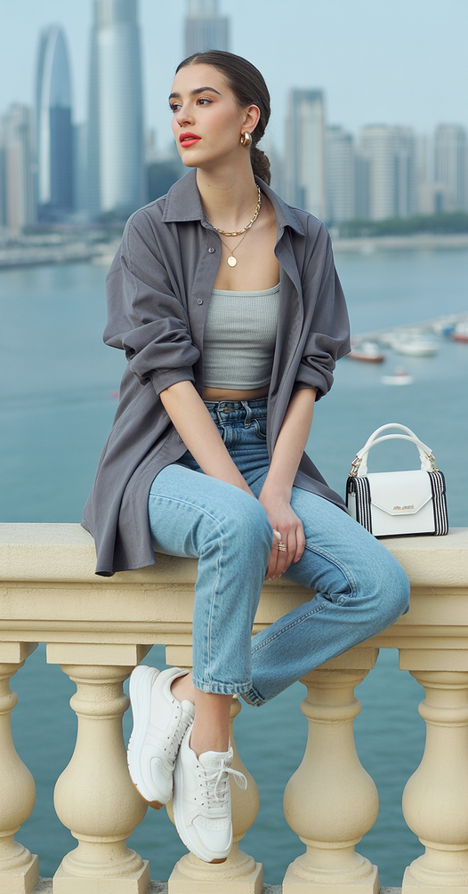 spring vacation outfits 2026 Relaxed Denim Layers for Modern Waterfront Cities