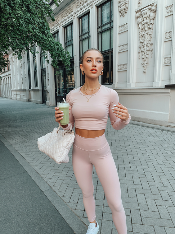 trendy spring workout outfits 2026 Blush Pink Set