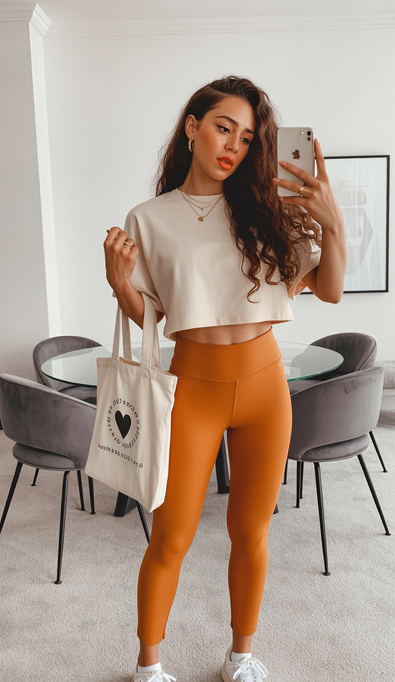 trendy spring workout outfits 2026 Orange Casual Activewear