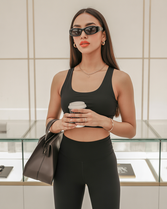 trendy spring workout outfits 2026 Black Gym Chic