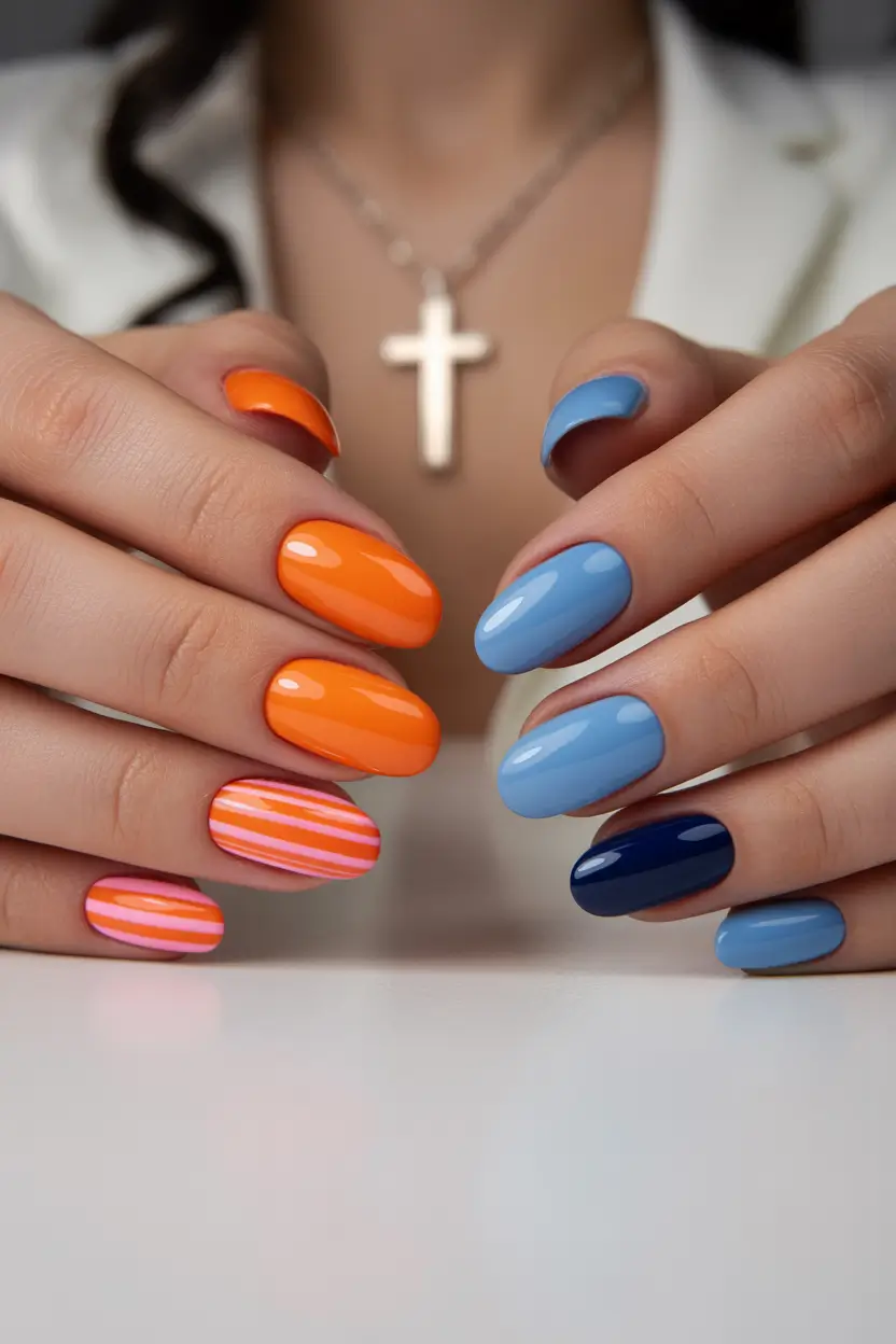 best colorful spring nails 2026 orange blue square 18