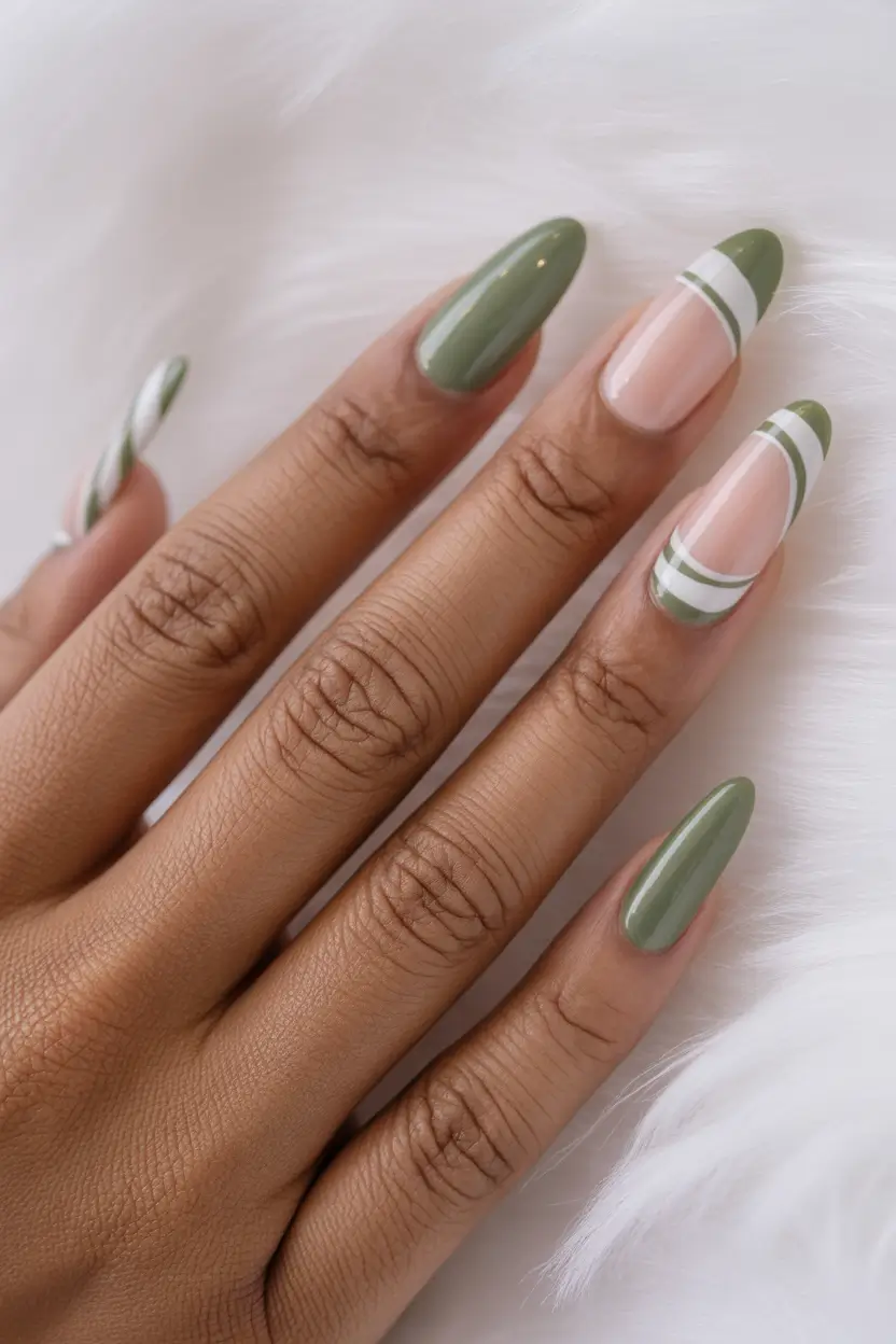 best colorful spring nails 2026 olive green simple french