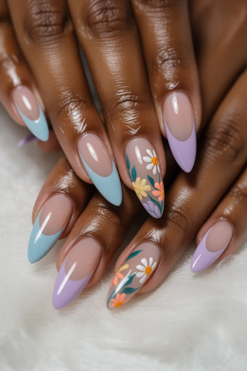 best colorful spring nails 2026 pastel french floral 8