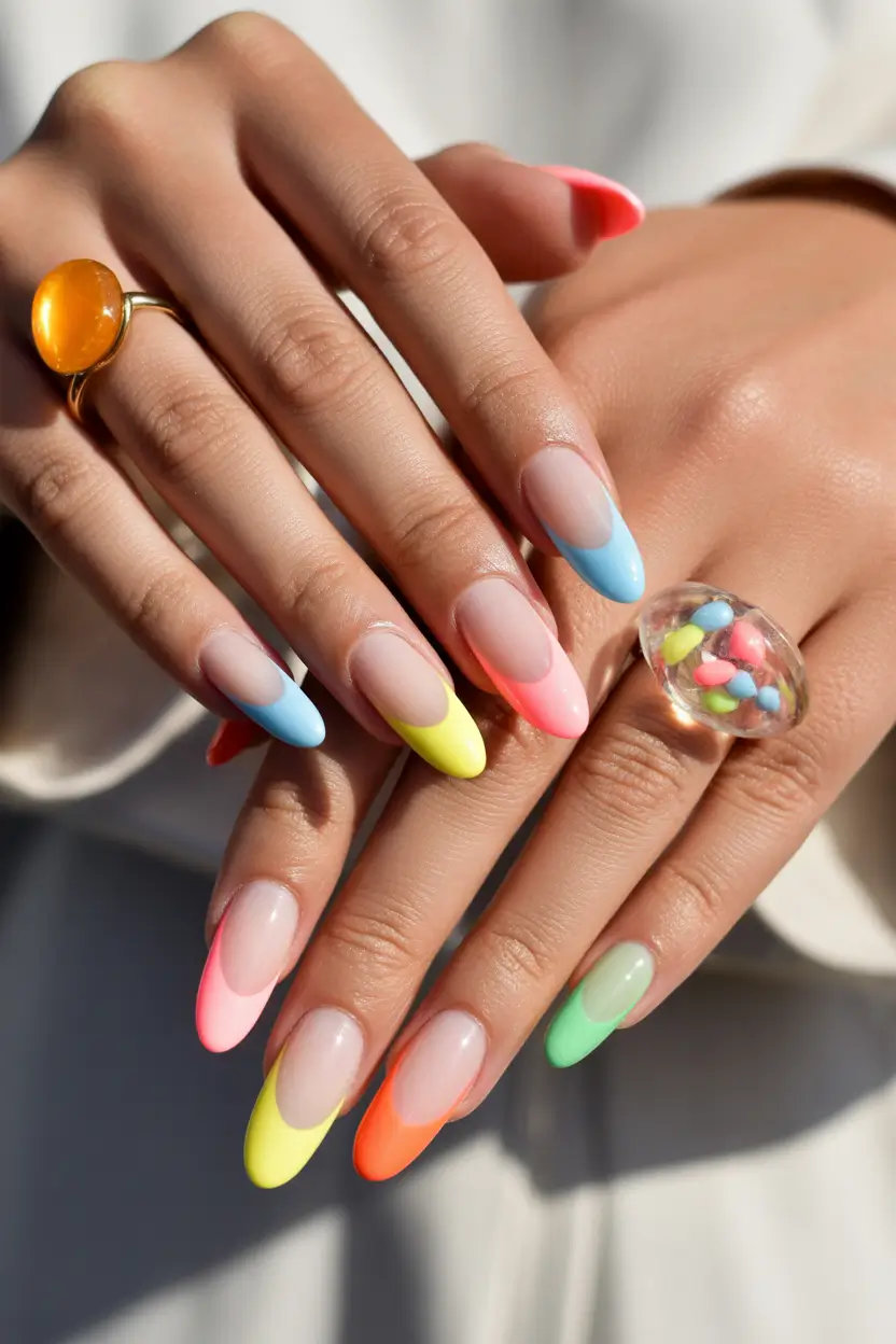 best cool spring nails in 2026 pastel neon french tip revival 11