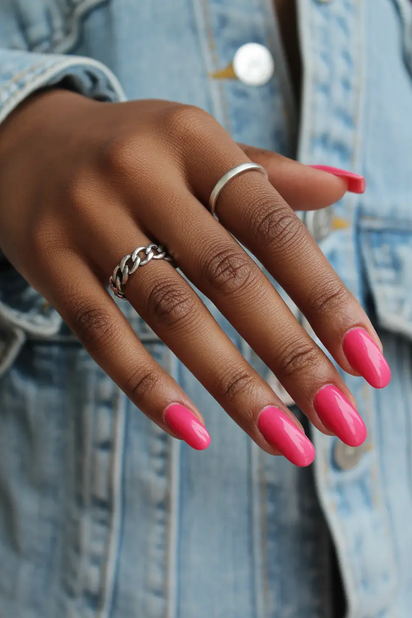 best cool spring nails in 2026 hot pink short and sweet gloss