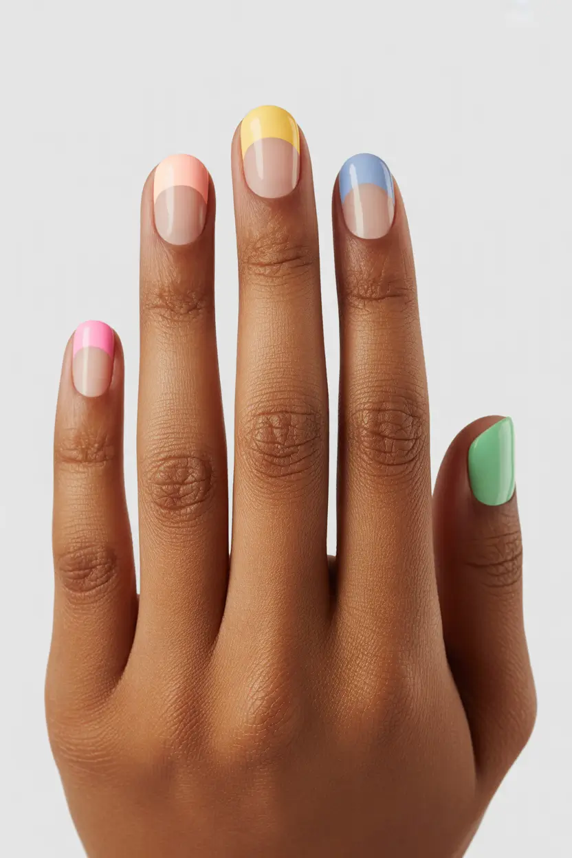 best cute spring nails 2026 Minimal Half Moon Pastel Mix