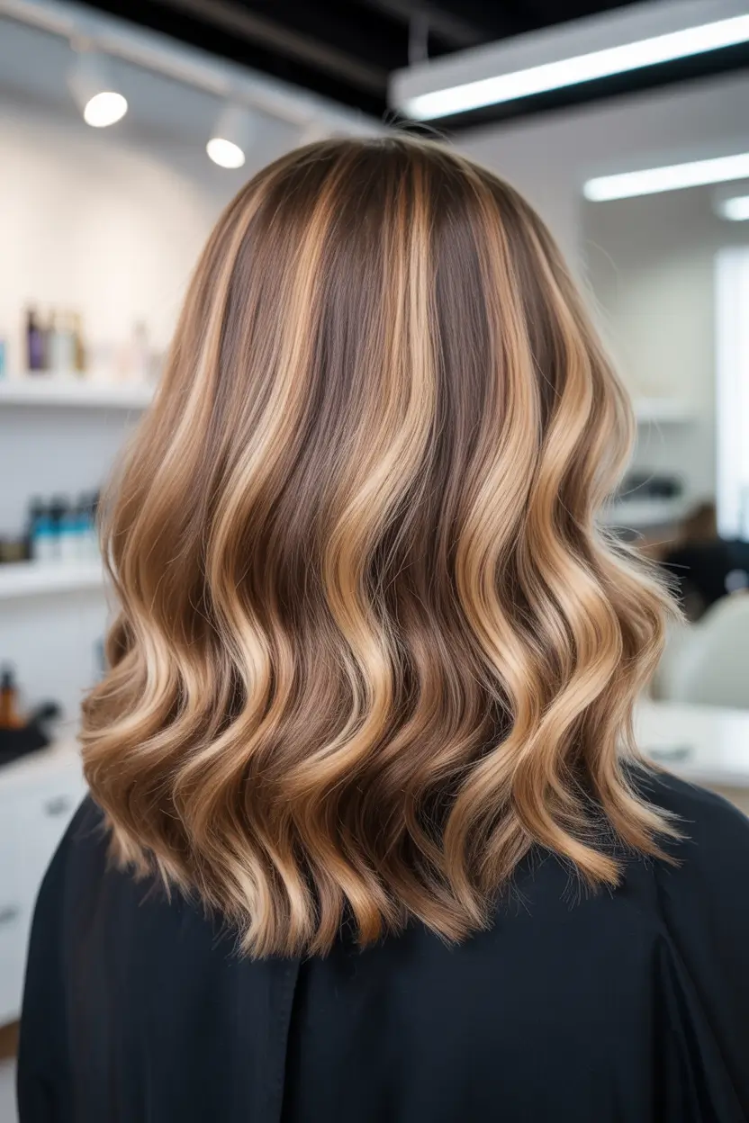 best spring caramel hair color 2026 soft caramel blend on dark brown medium lengths 17