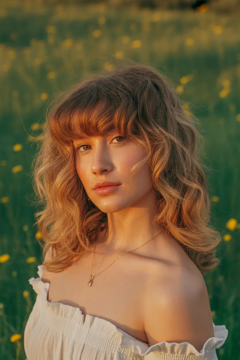 spring shag hairstyle golden hour textured shag with soft bangs 14