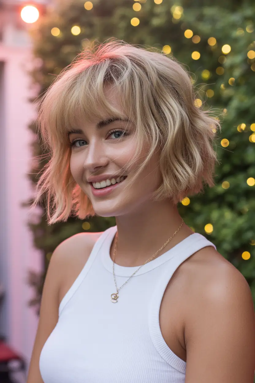 spring shag hairstyle playful short blonde shag with micro texture 16