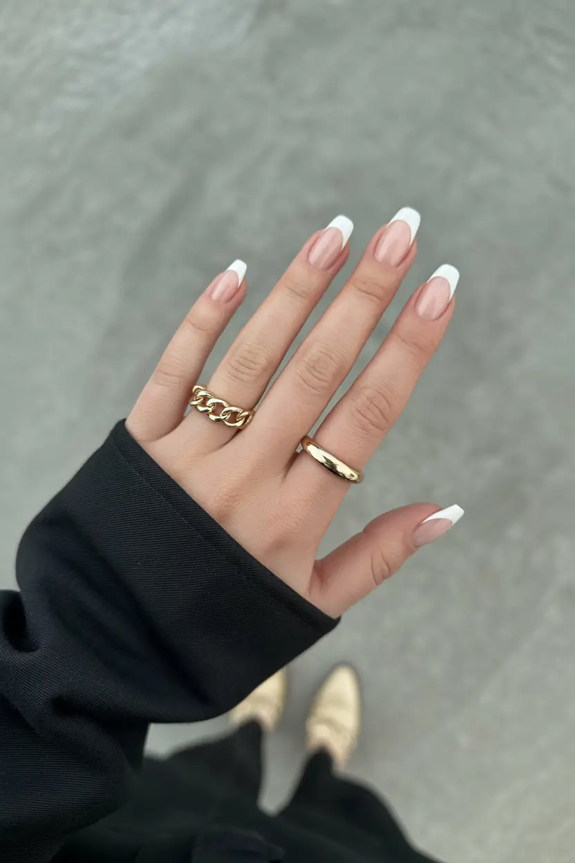 chic classy spring nails 2026 timeless short square french with modern edge 11