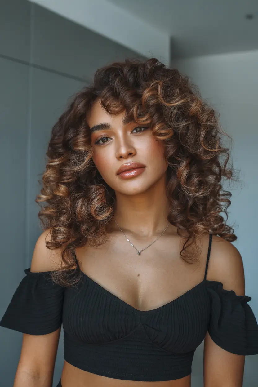 chic spring hair color for dark skin 2026 soft mocha curls