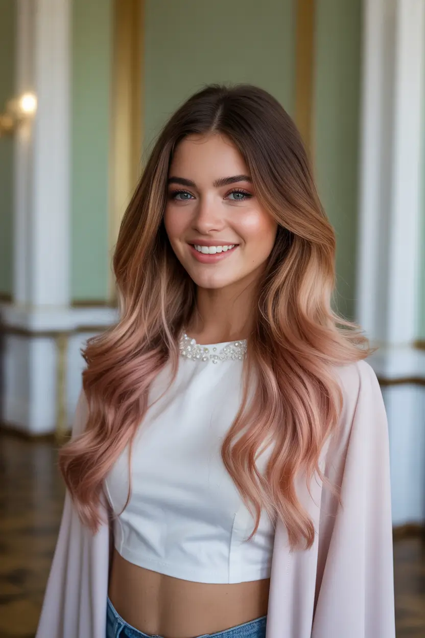 chic spring hair color for dark skin 2026 rosy beige ends