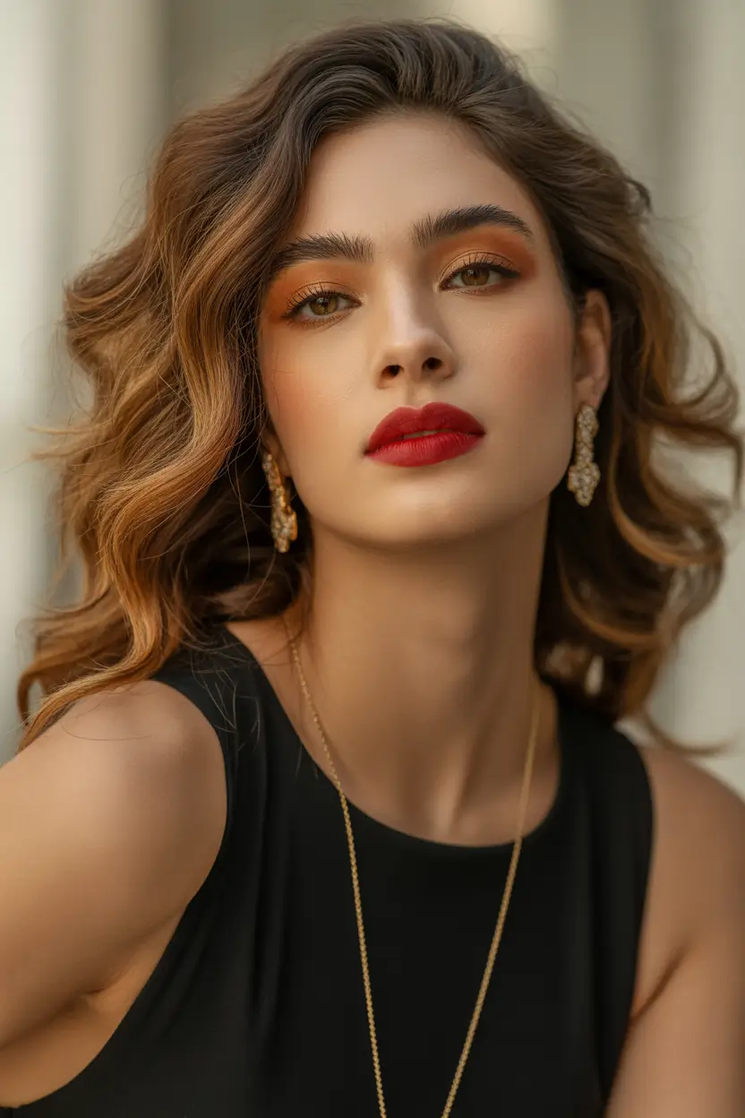 chic spring hair color for dark skin 2026 warm chestnut waves