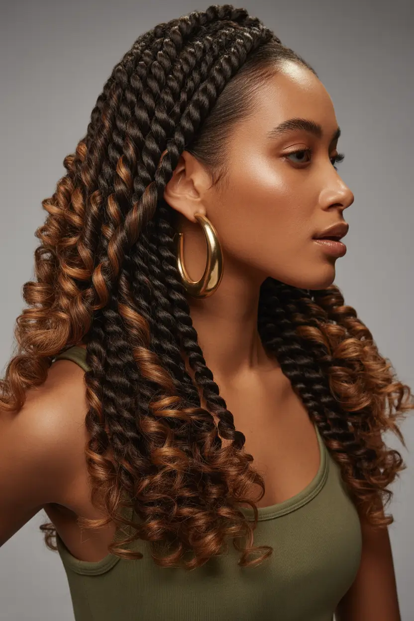 chic spring hairstyle for black women 2026 half up spring twist braids black women updo hairstyle