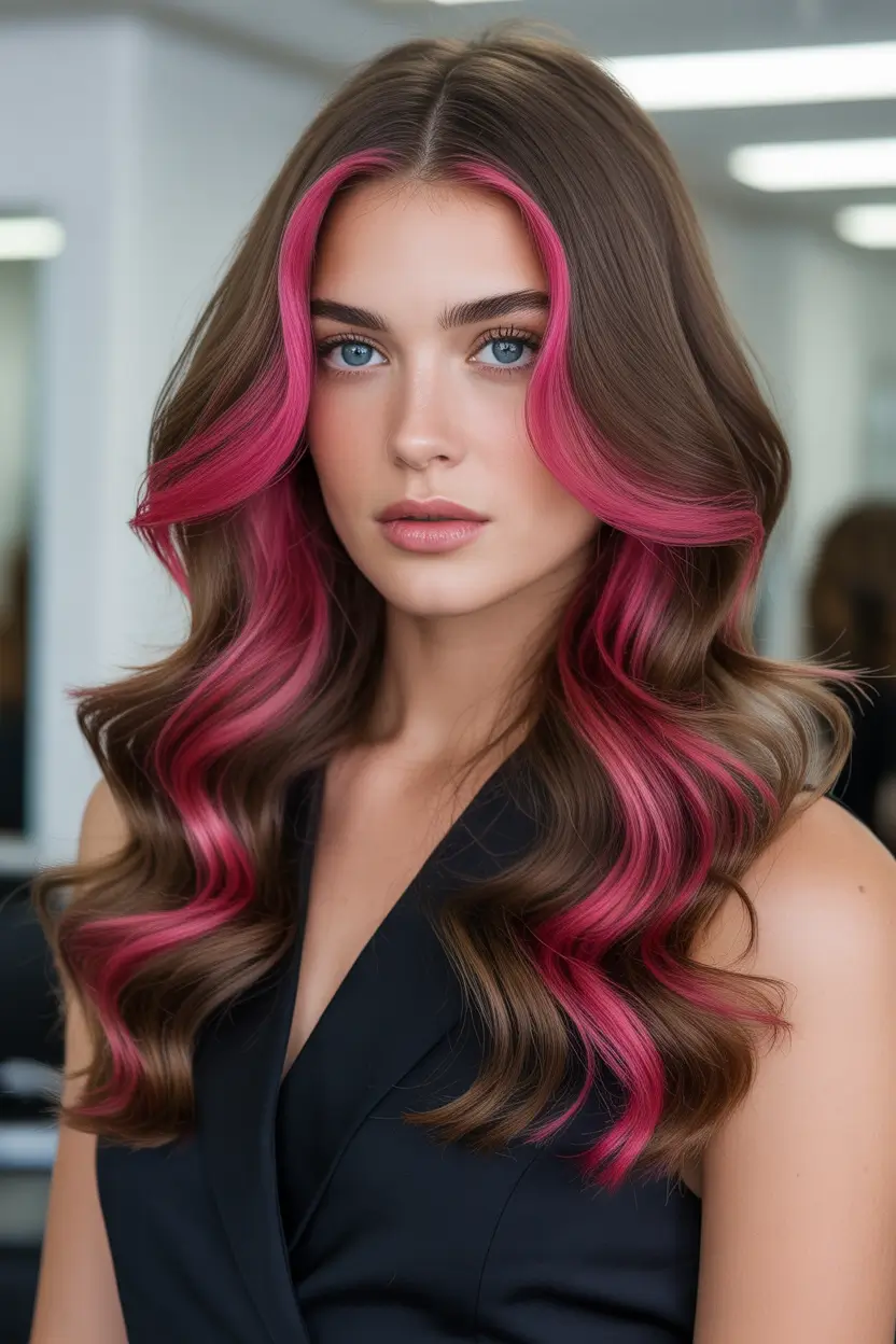 cute spring hair color for tan skin 2026 pink accents