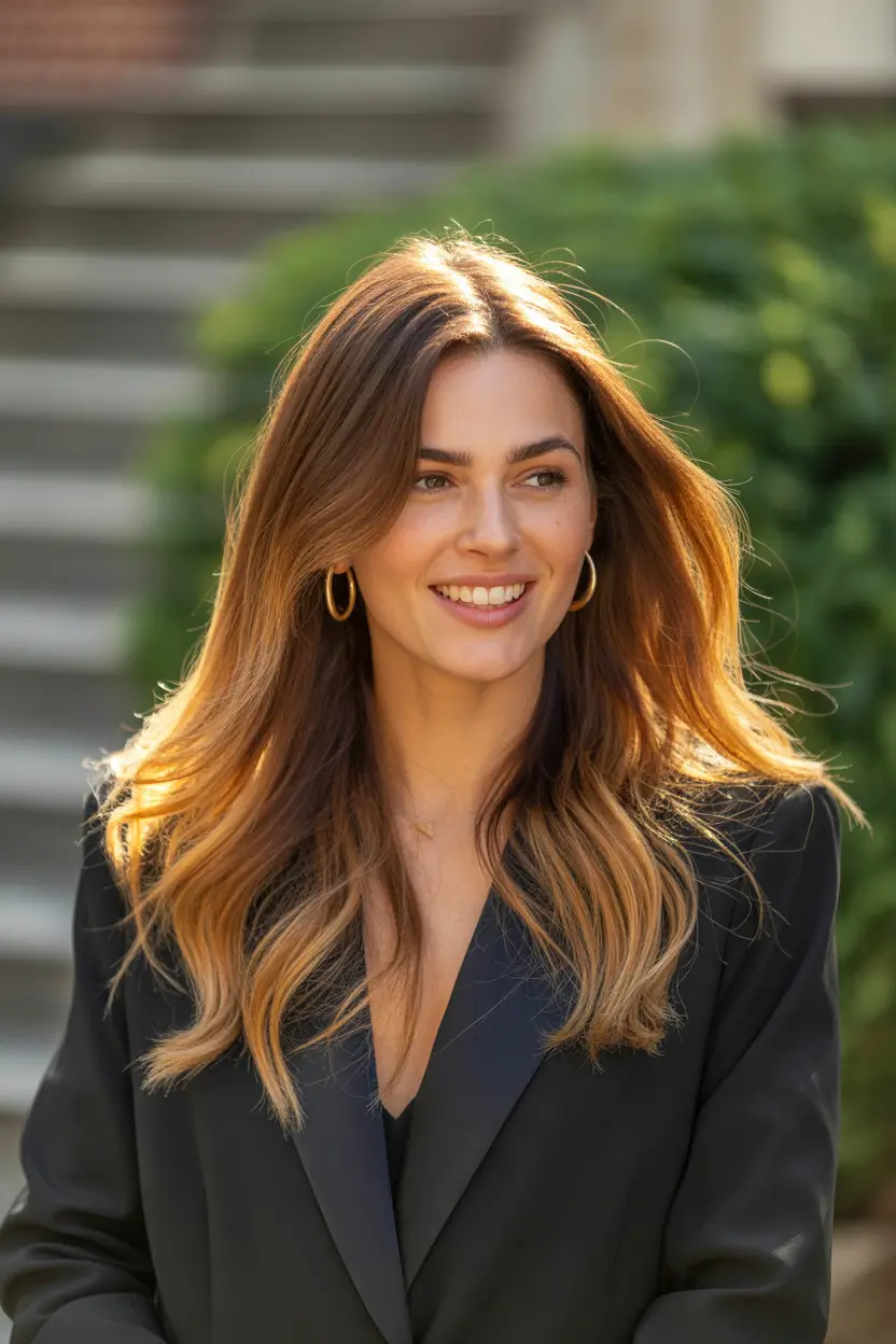 cute spring hair color ideas 2026 to look younger sunlit copper brown 14