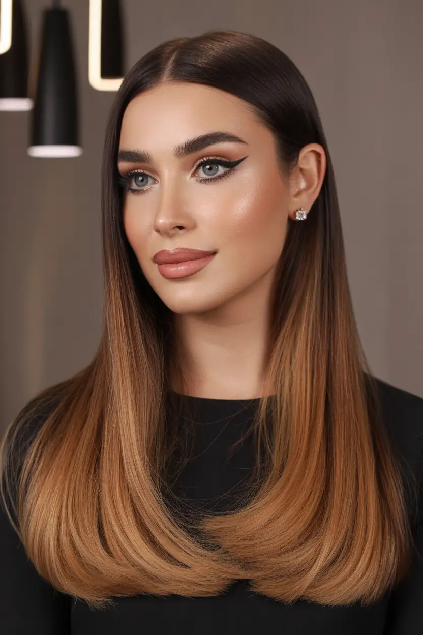 cute spring hair color light skin 2026 glossy cinnamon straight 14