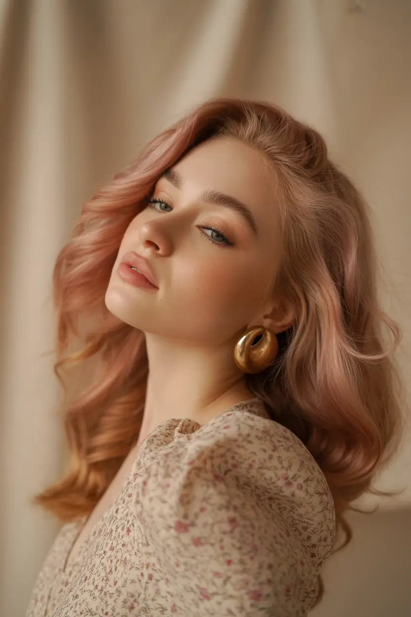 cute spring hair color light skin 2026 soft rose gold melt 20