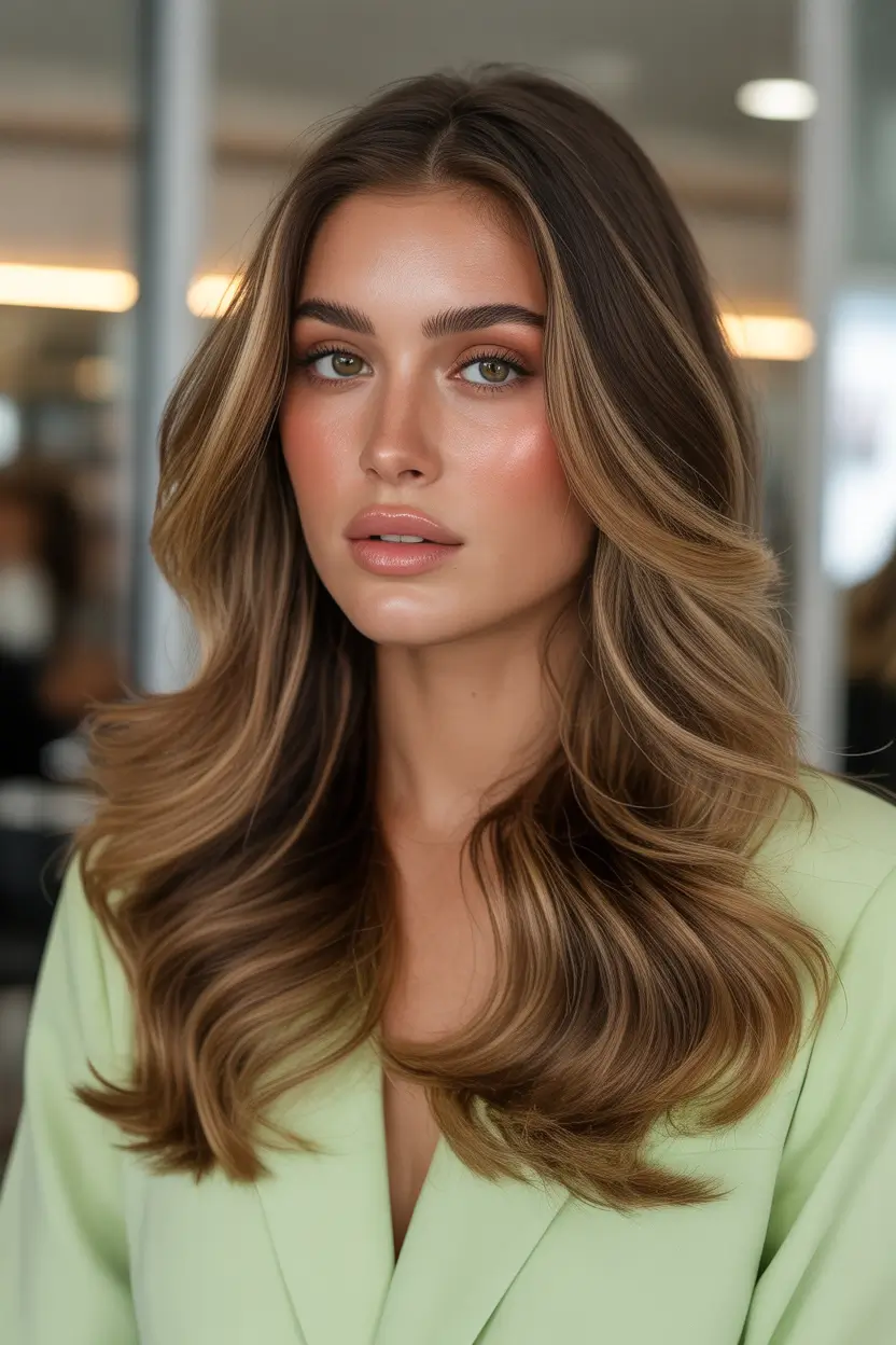 cute spring hair color light skin 2026 warm toffee layers with face framing glow