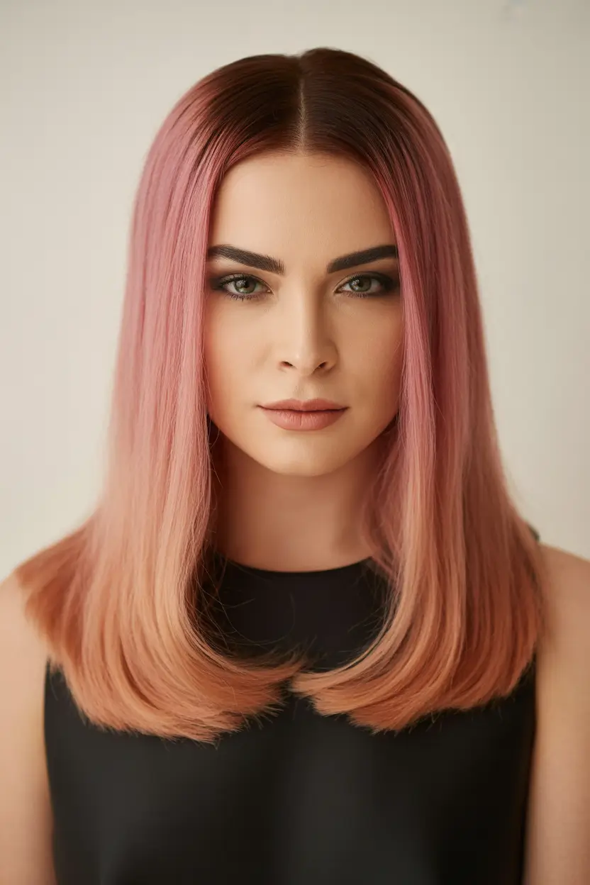 cute spring haircuts 2026 soft pink medium length with clean lines