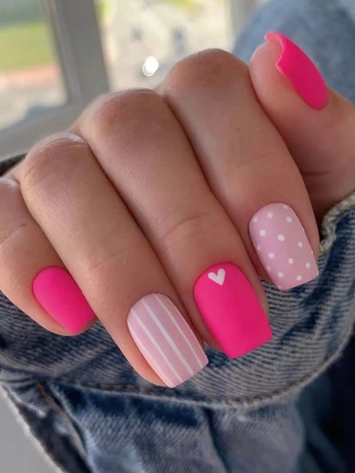 cute spring nail colors 2026 Hot Pink and Blush Mix for Playful Short 7