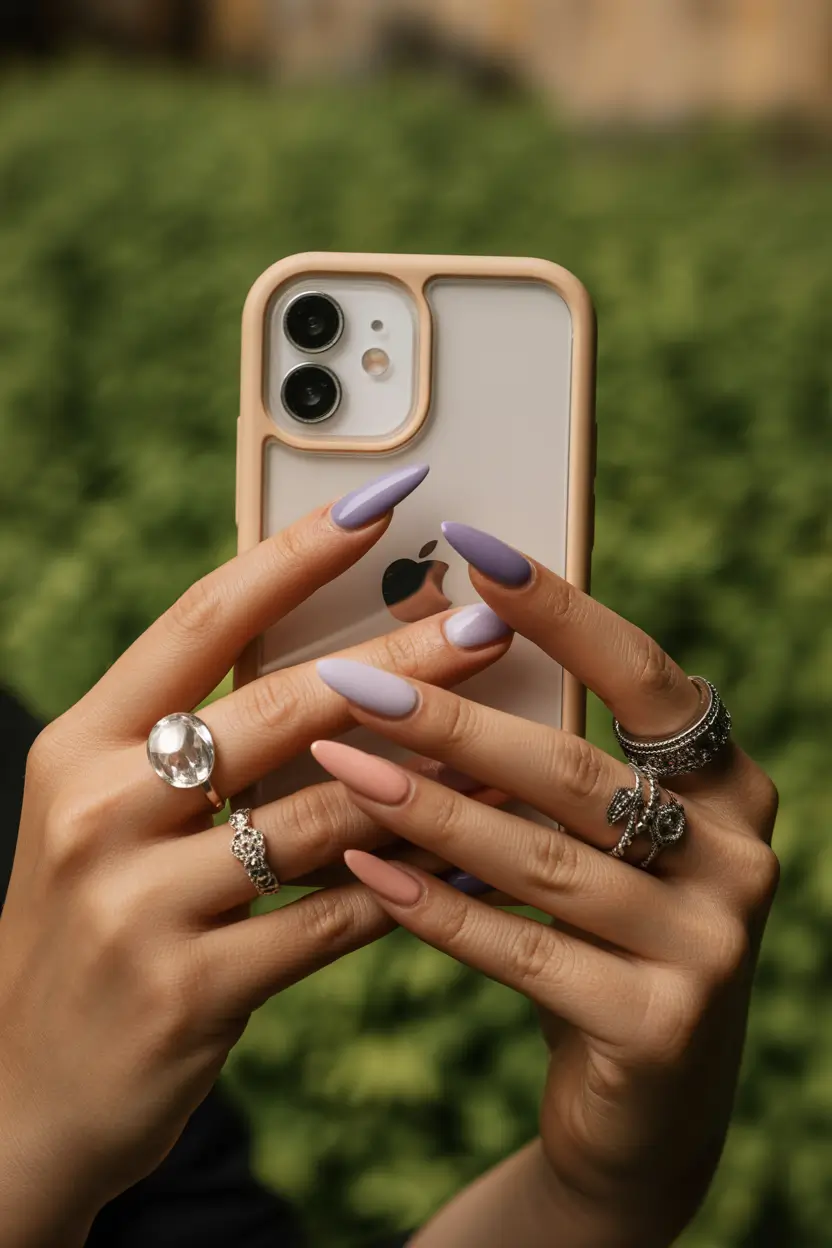 cute trendy spring nails 2026 Pastel Lavender Almond Minimal 12