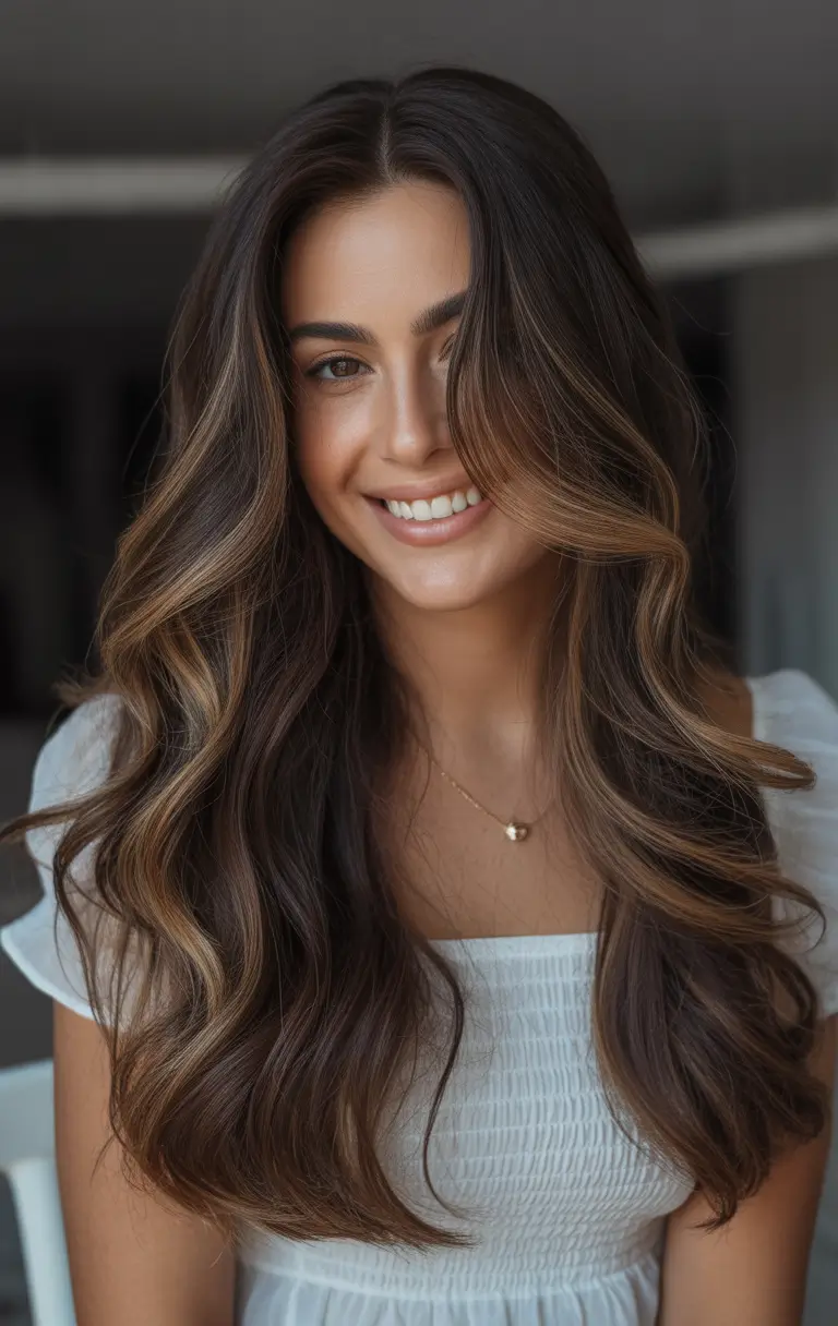 spring butterfly haircut warm espresso with sunlit ribbons 19