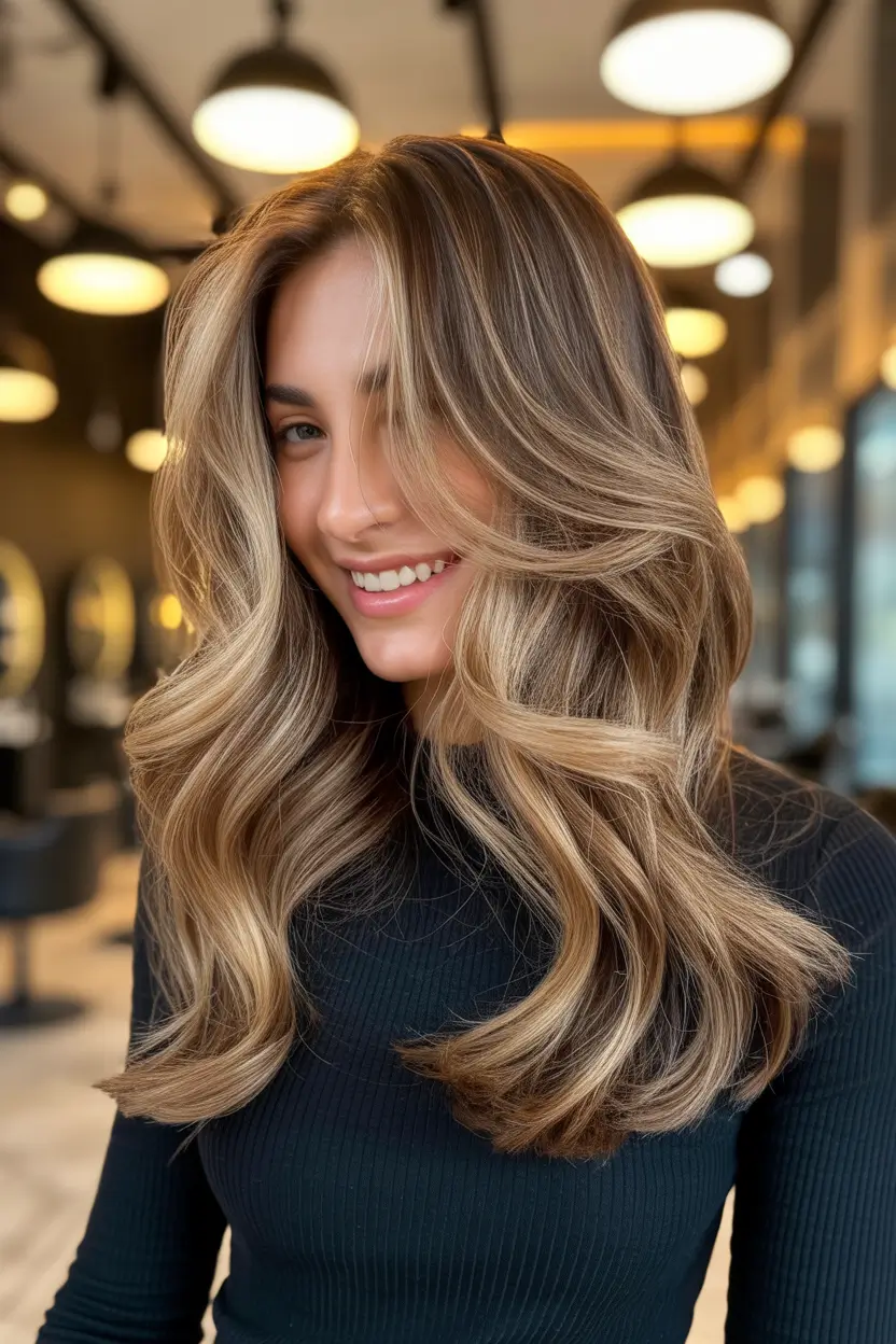 spring butterfly haircut warm bronde glow with polished salon finish
