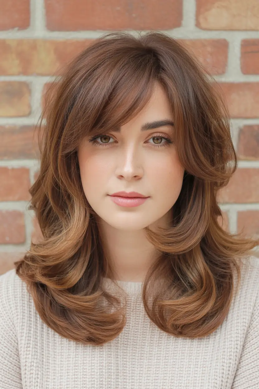 spring butterfly haircut soft chestnut butterfly with feathered fringe 8