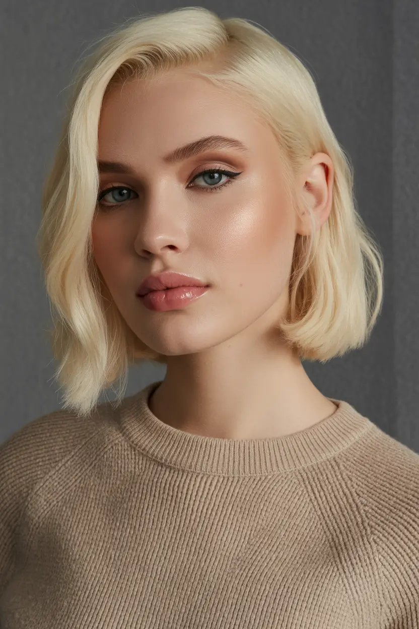 dreamy spring haircut inspiration 2026 soft platinum french bob with side sweep