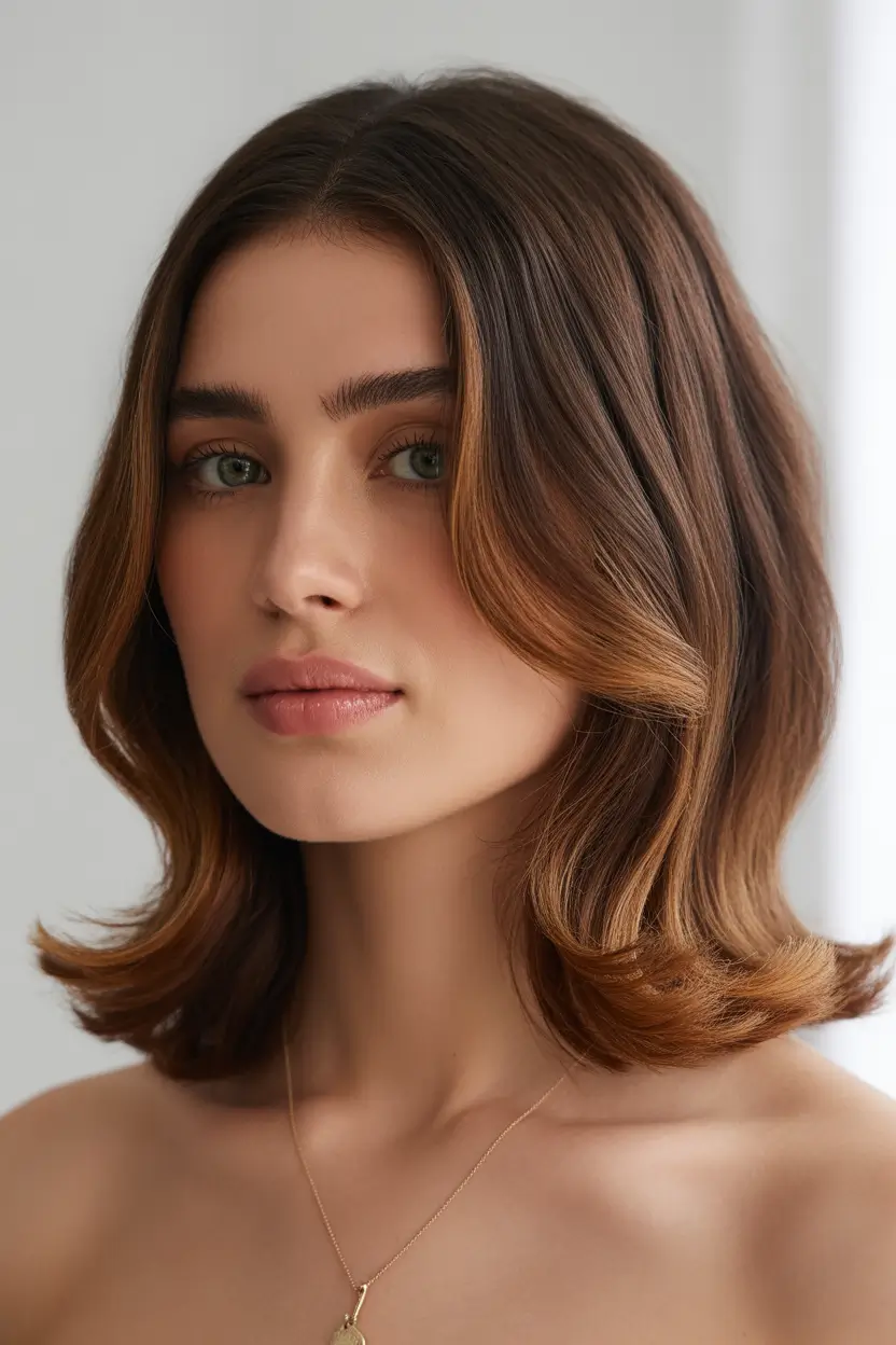 dreamy spring haircut inspiration 2026 feathered caramel mid length layers 11