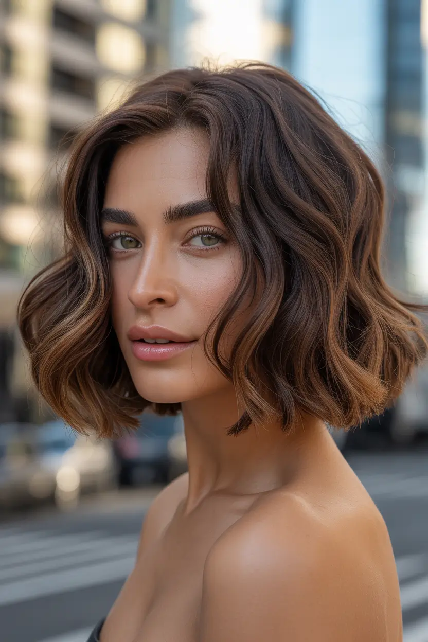 dreamy spring haircut inspiration 2026 effortless brunette wavy bob