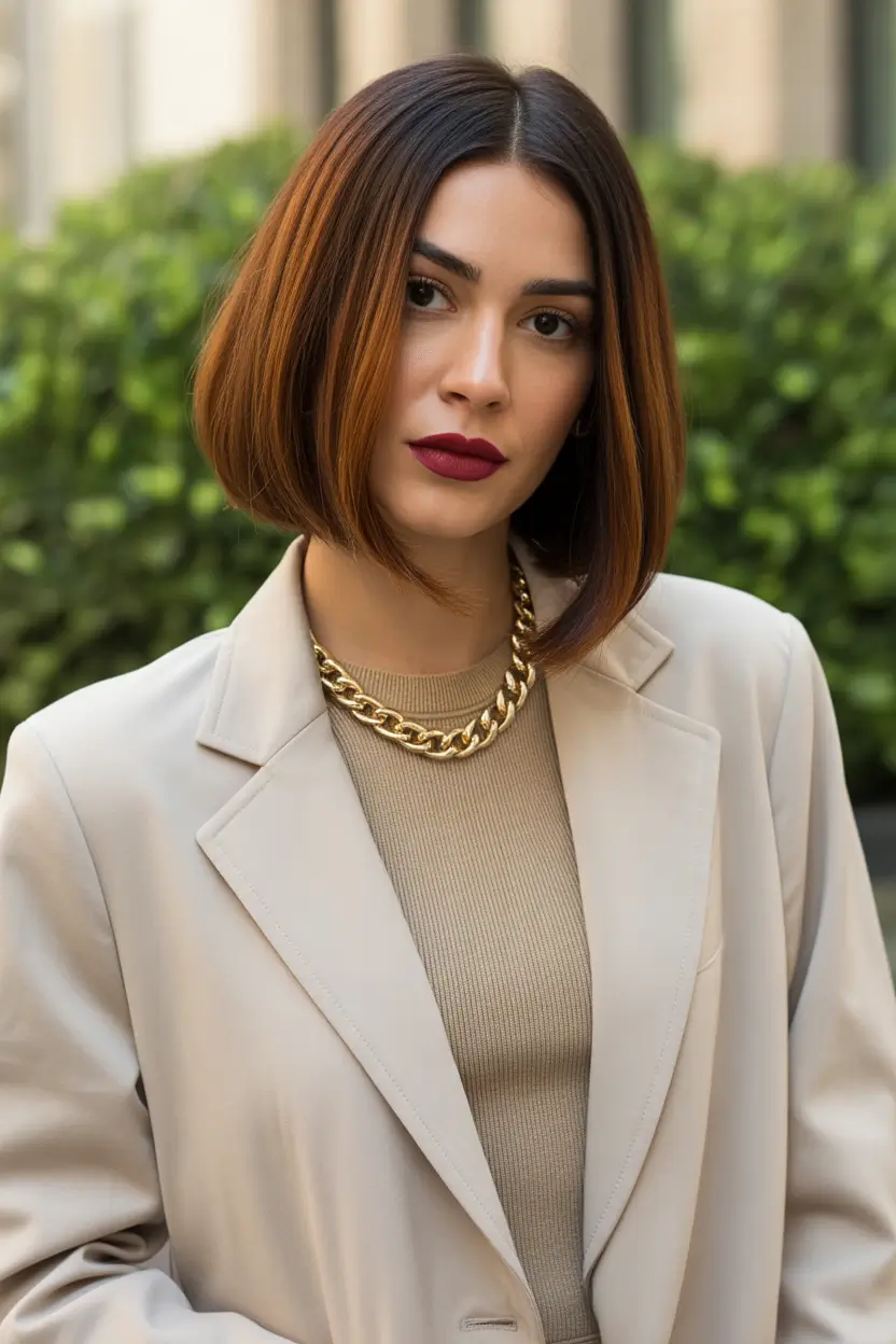 dreamy spring haircut inspiration 2026 modern blunt lob with copper glow 9