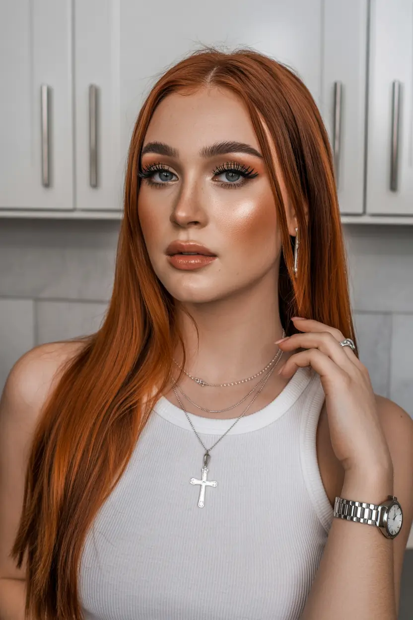 spring hair trends 2026 Red sleek hair