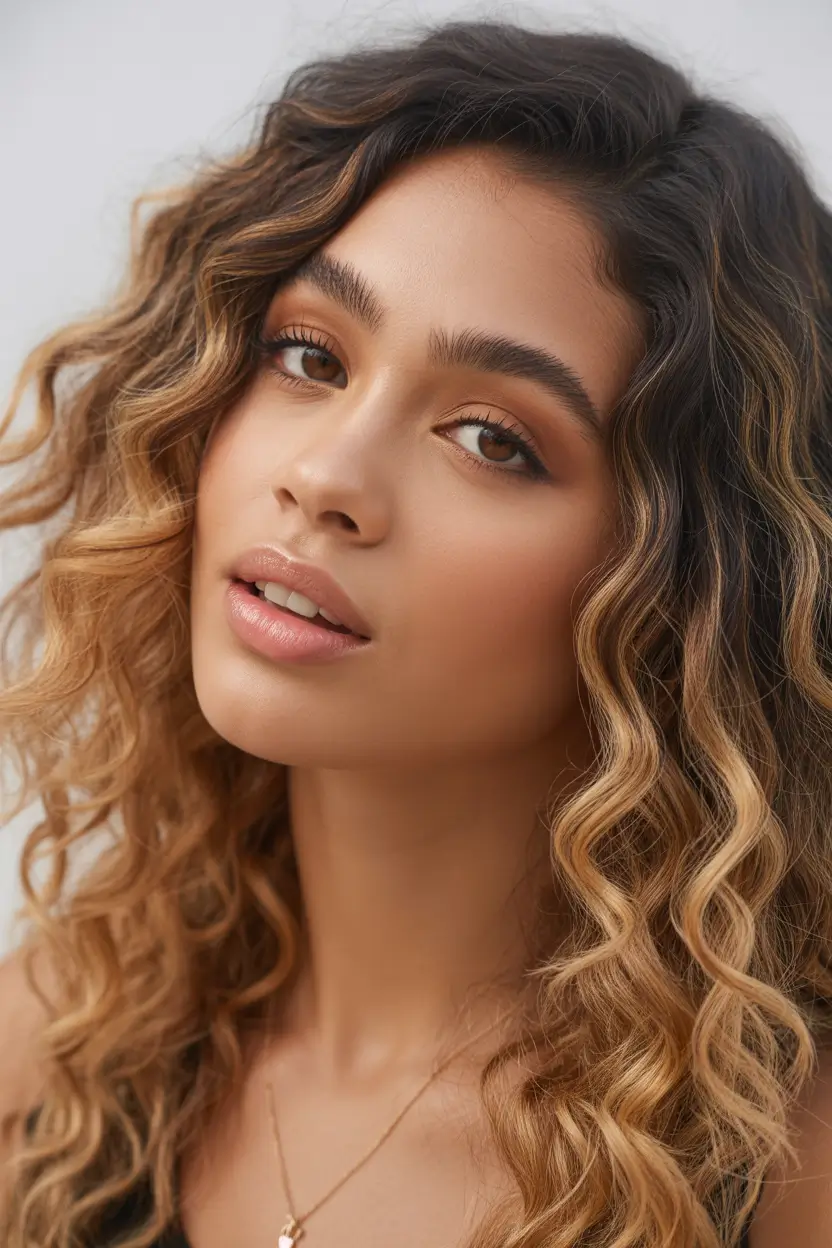 spring hair trends 2026 Curly hair with warm highlights