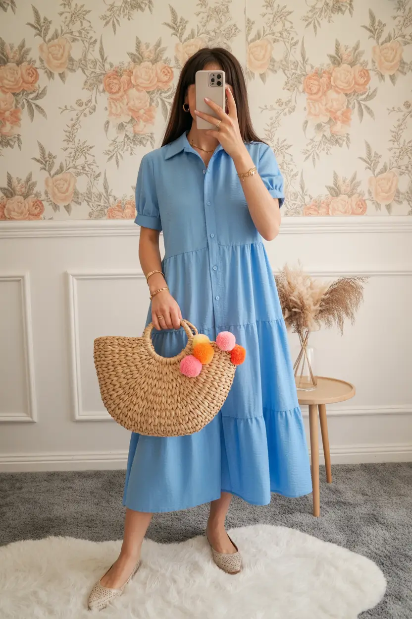 spring dress outfits 2026 Blue Midi Dresses That Feel Effortless and Polished