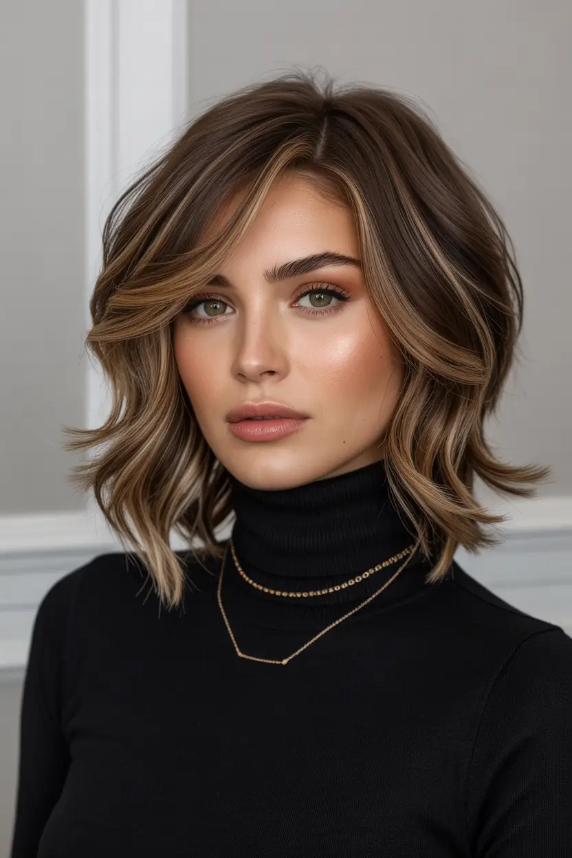 spring Haircuts for Women Over 50 Textured Brunette Layered Bob 11