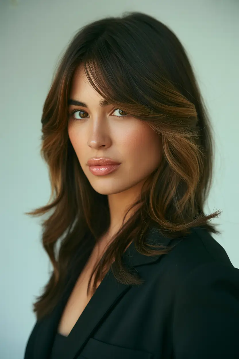 spring Haircuts for Women Over 50 Long Layered Brunette Cut 20