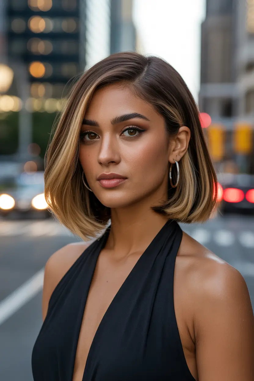 spring Haircuts for Women Over 40 Sleek Angled Blonde Bob With City Polish 11