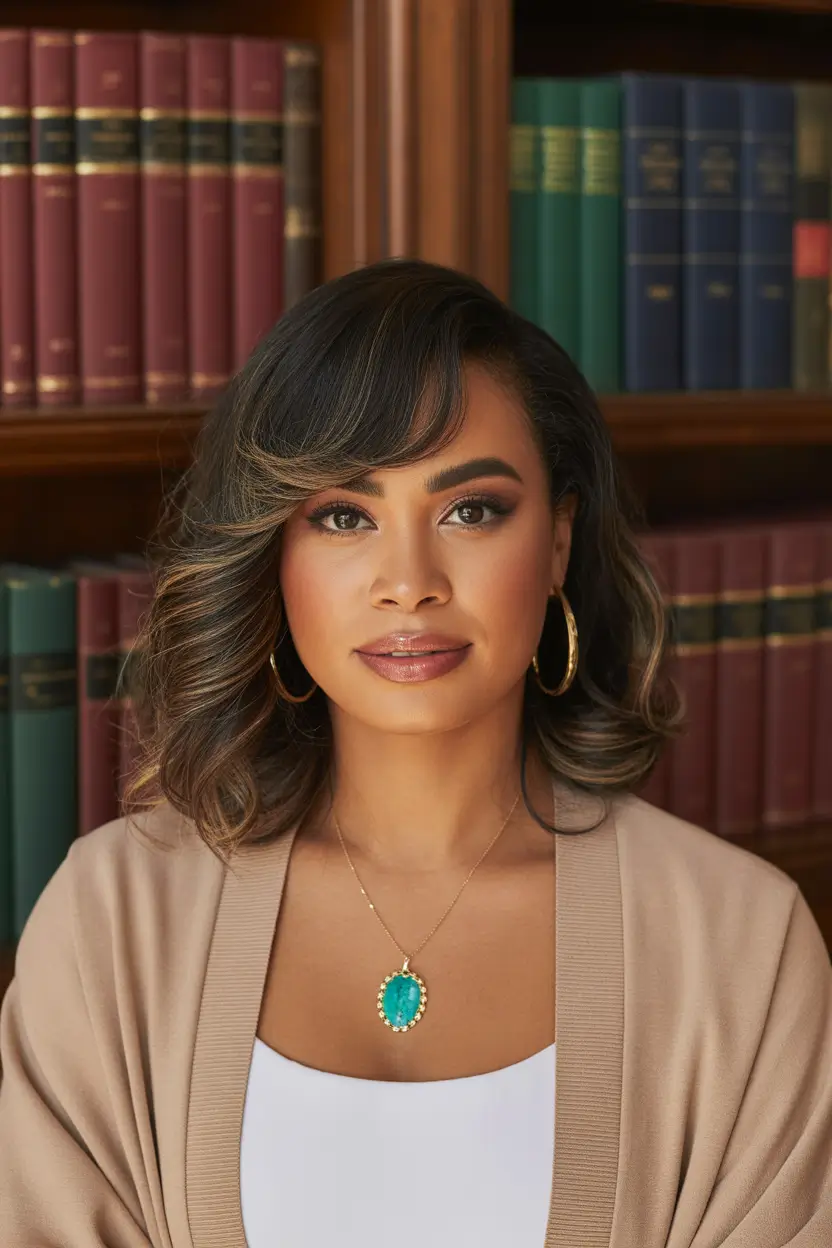 spring Haircuts for Women Over 40 Layered Soft Curls With Side Swept Fringe 15