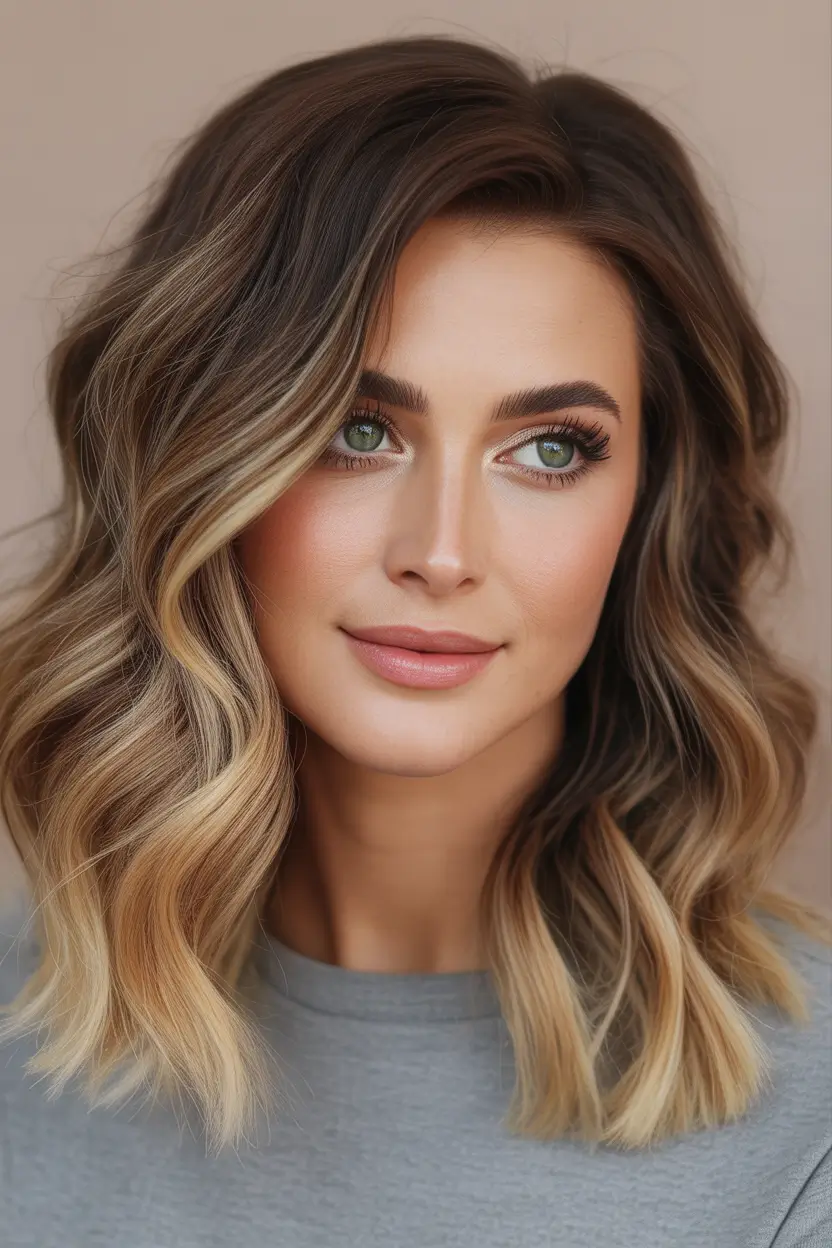 spring Haircuts for Women Over 40 Warm Balayage Waves With Lived In Depth