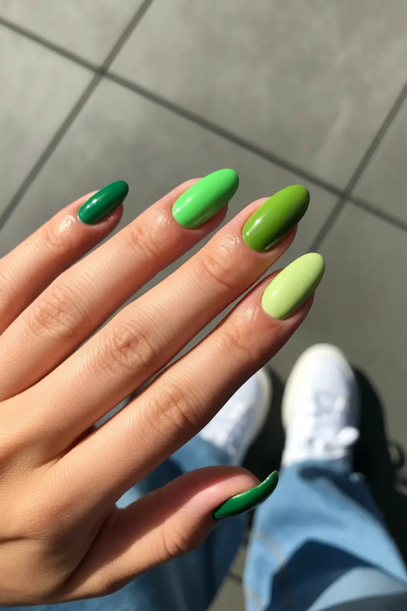 march nail colors ideas green gradient 2026
