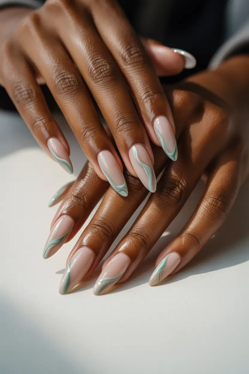 march nail colors ideas neutral green lines 2026
