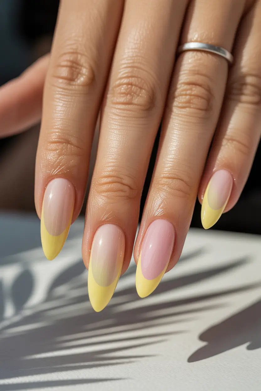 march nails ideas spring almond yellow