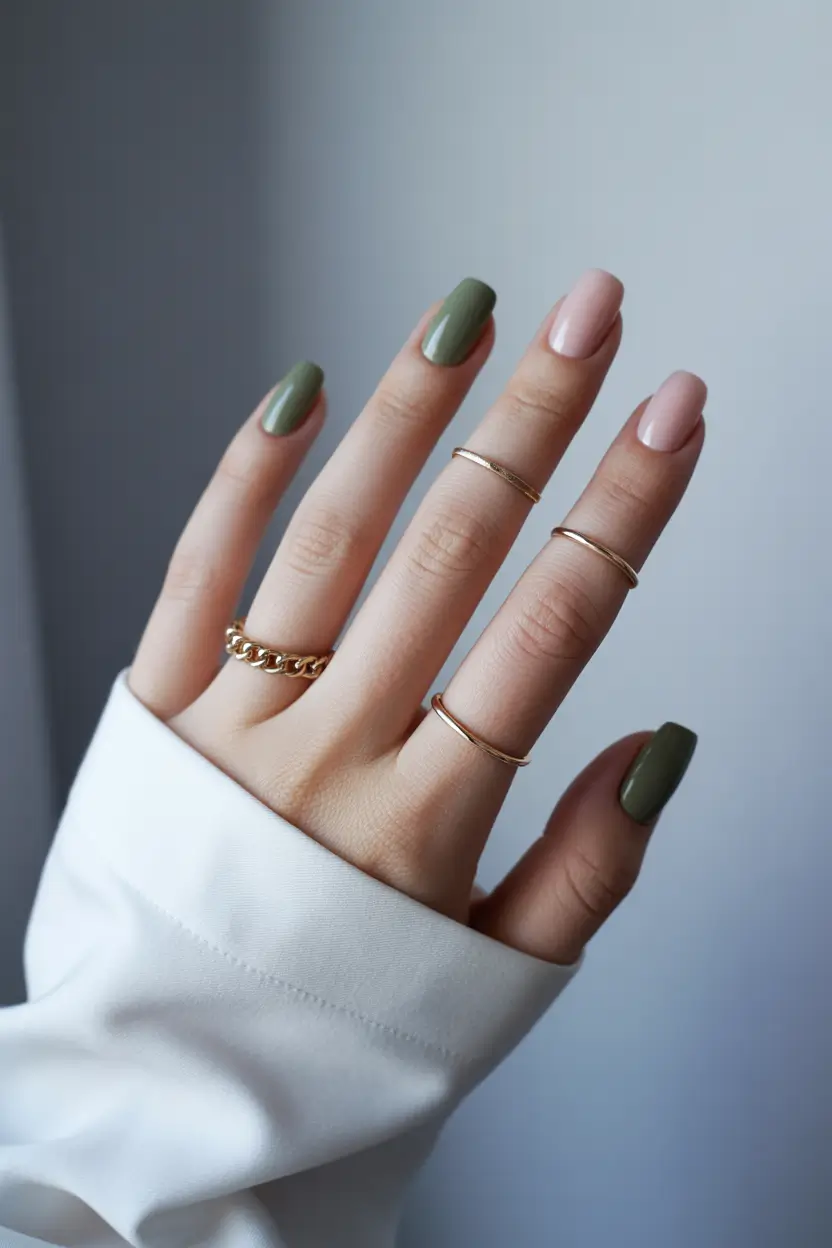 march nails ideas simple square green pink