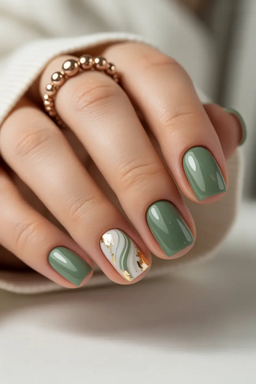 march nails ideas simple square green