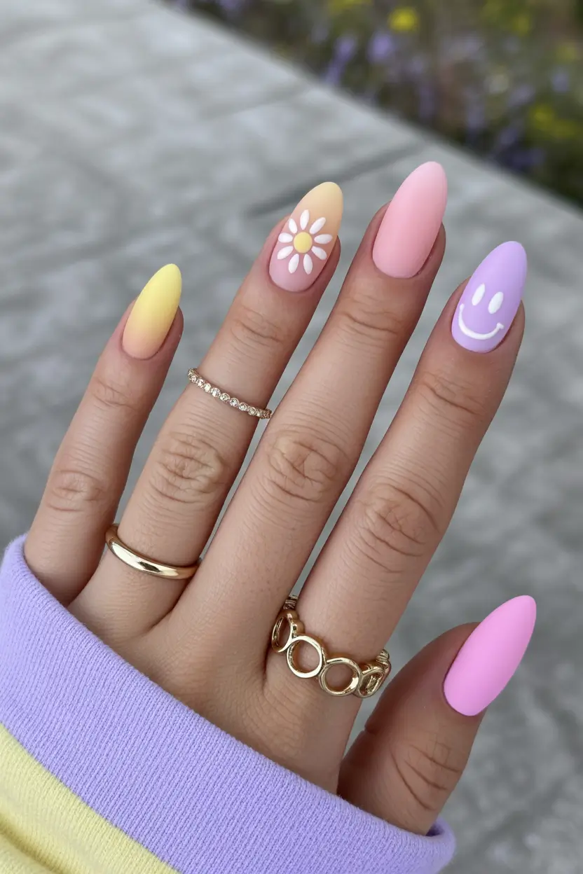 march nails ideas 2026 spring almond pastel