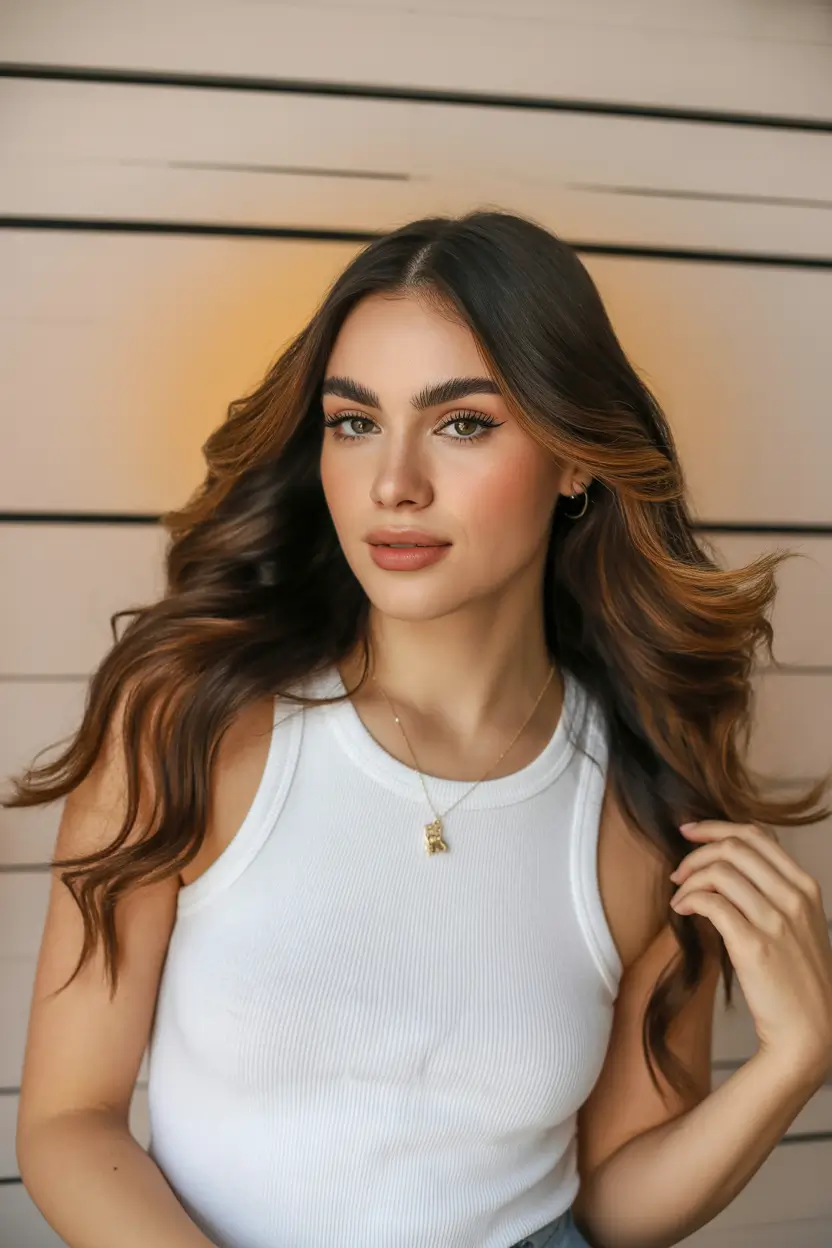 spring brown hair color 2026 warm flowing brunette with luminous spring movement