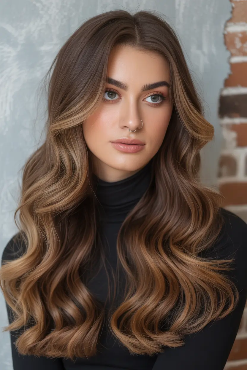 spring brown hair color 2026 natural warm brunette with effortless long waves